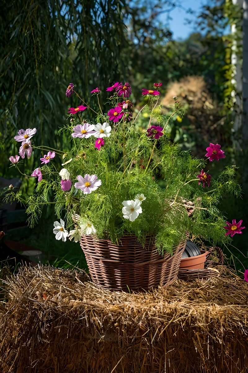 Fleurige Bloempot met Cosmos