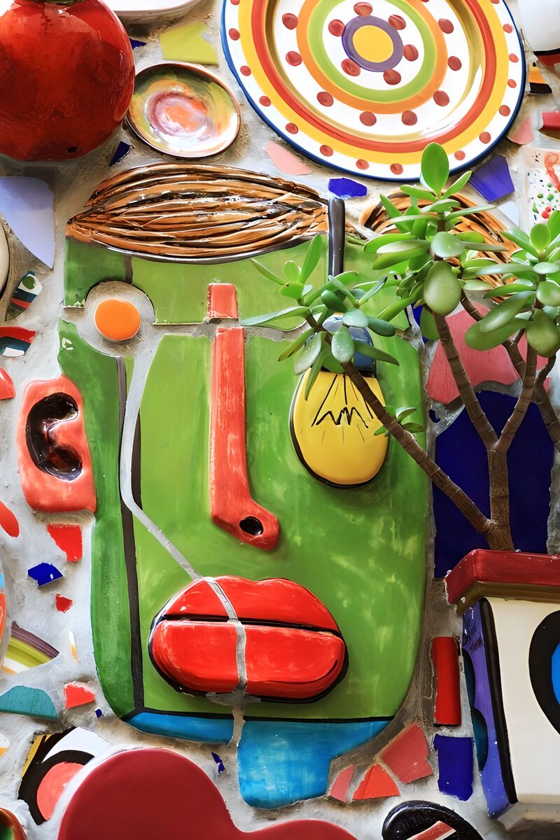 Kleurrijke stenen gezichten decoratie