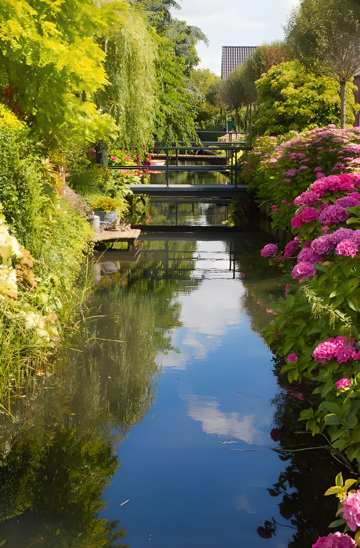 Prachtig Tuinlandschap met Waterloop