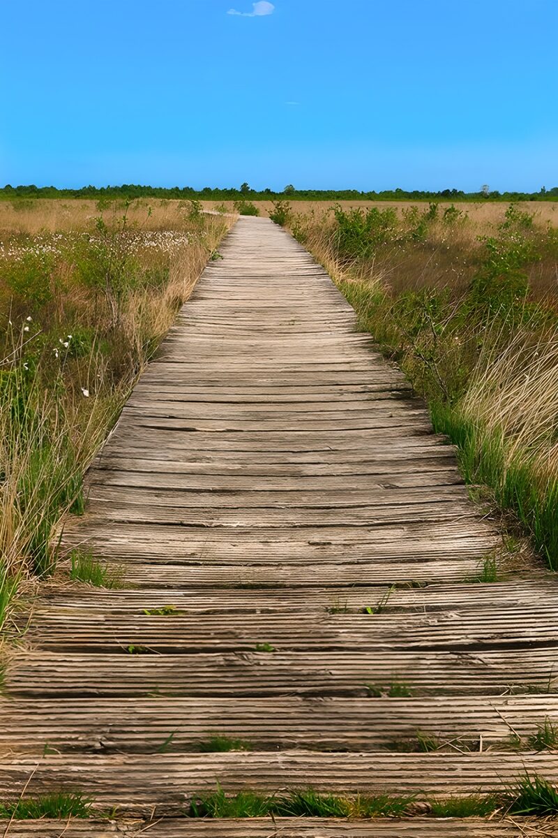 Houten Pad door een Weidelandschap