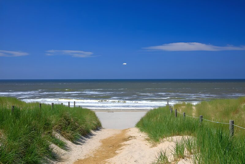 Rustig strandpad naar de zee
