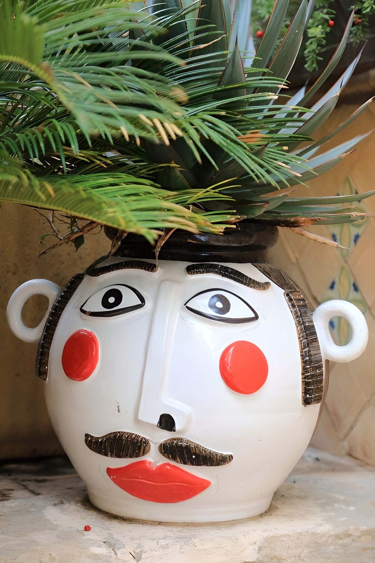 Vrolijke plantenpot met gezicht