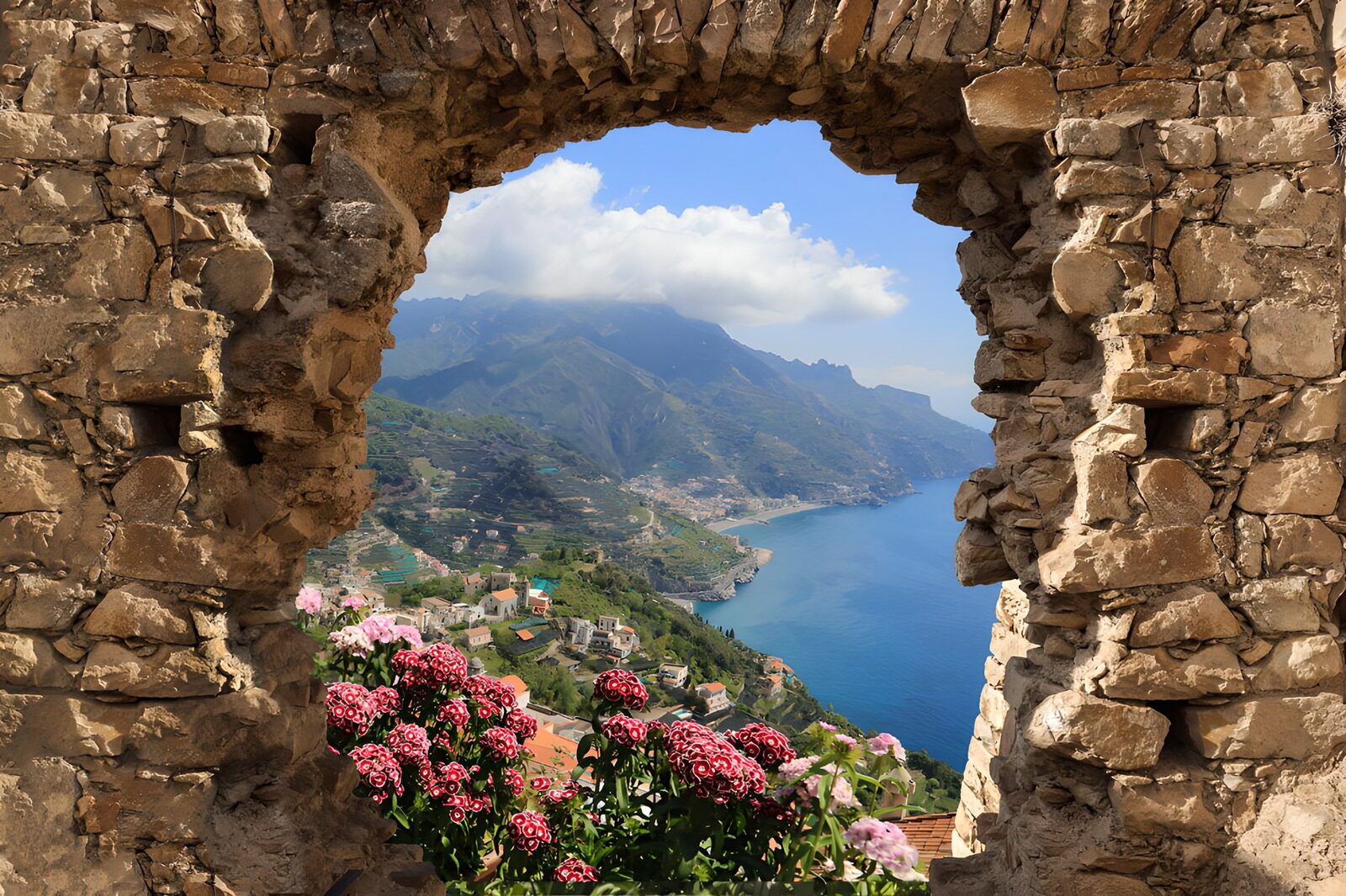 Uitzicht op de kust van Amalfi
