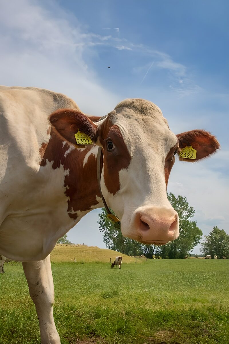 Vriendelijk melkkoetje op de wei