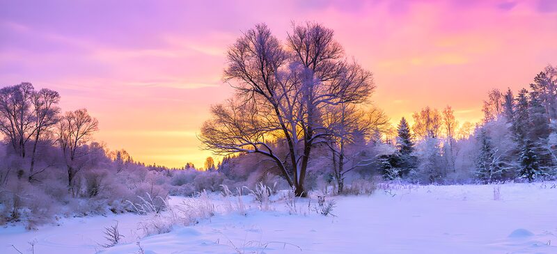 Magische winterzonsondergang