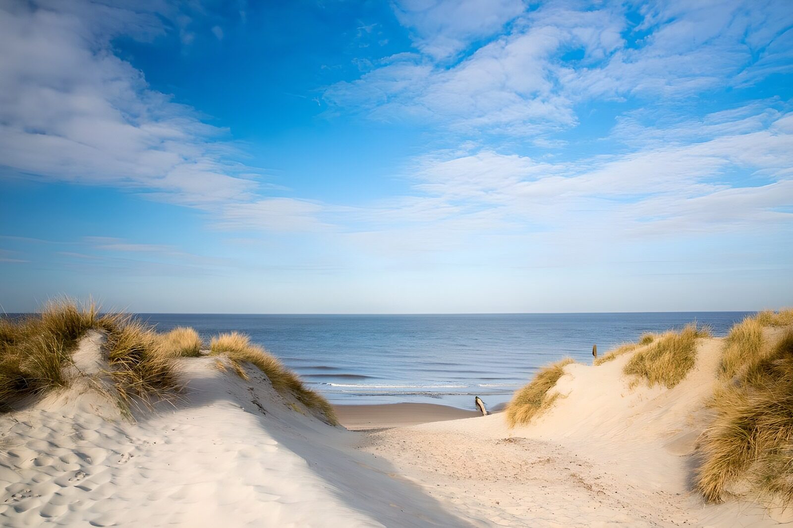 Zandduinen met uitzicht op zee