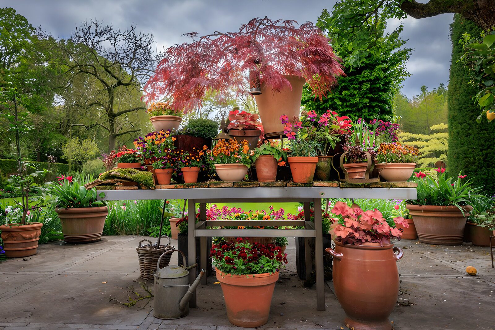 Levendige Planten op een Werktafel