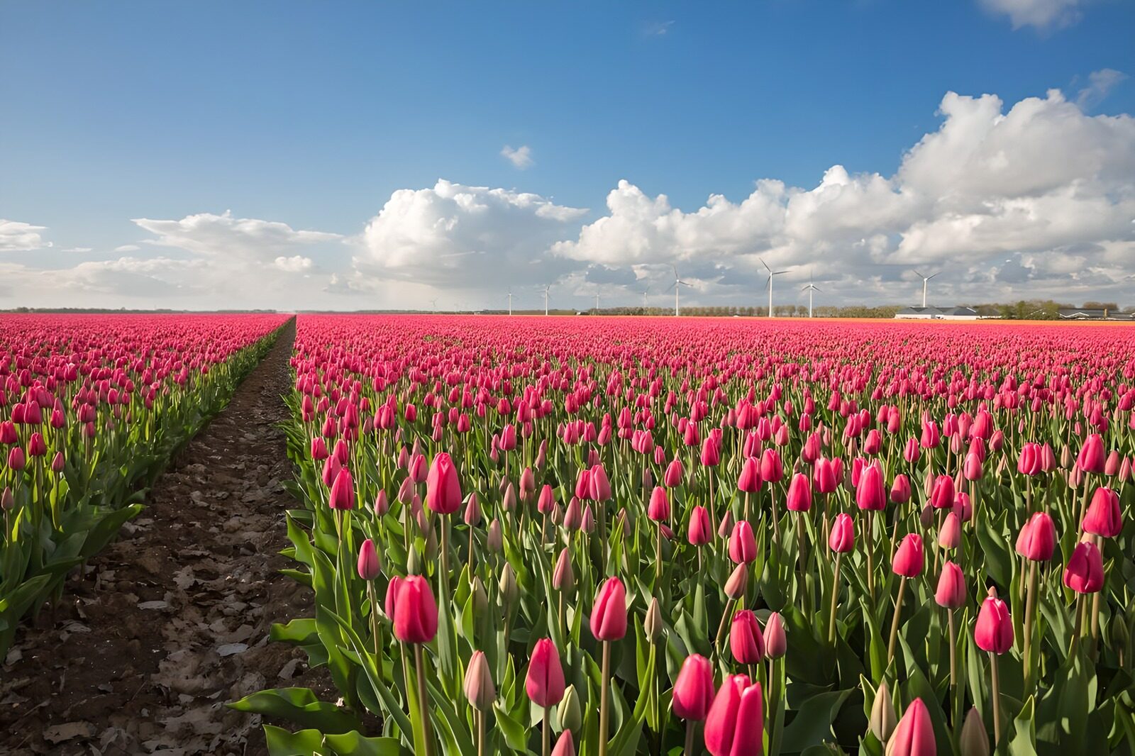 Prachtig rozenveld met wolkenlucht
