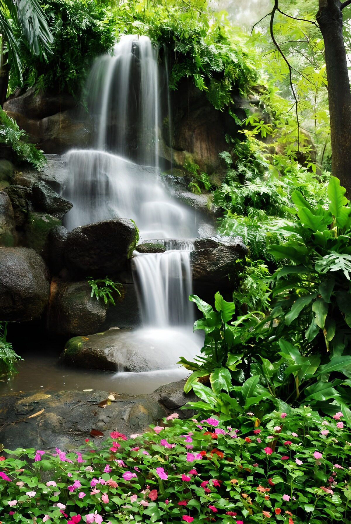Rustgevende waterval in de natuur