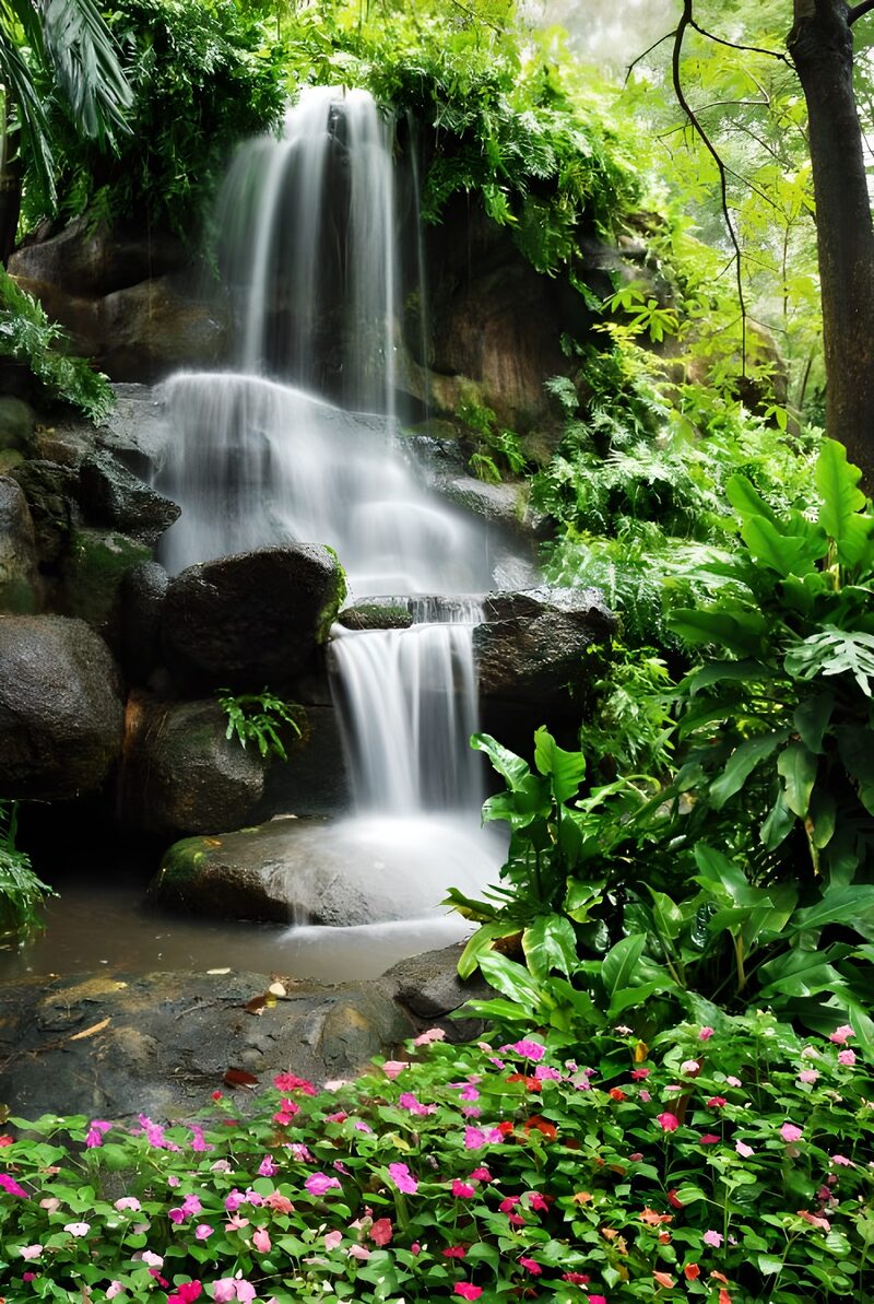 Rustgevende waterval in de natuur