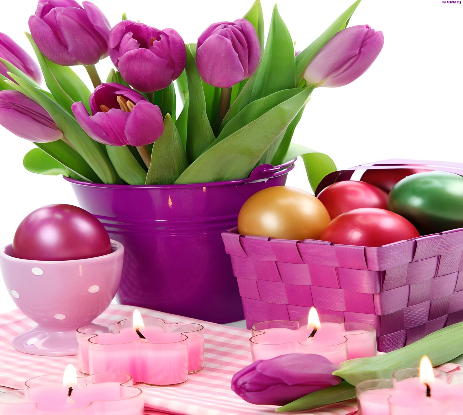Kleurrijke Paasdecoratie met Tulpen