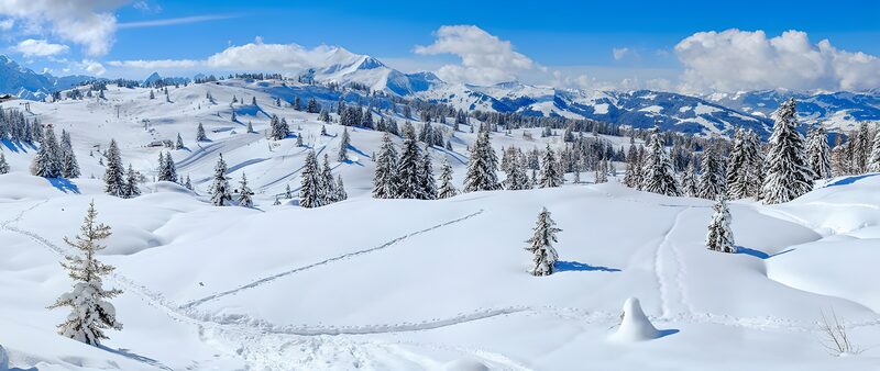 Prachtig winters landschap met bergen