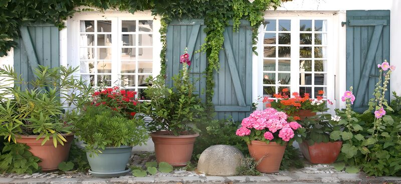 Bloemenpracht bij een landhuis