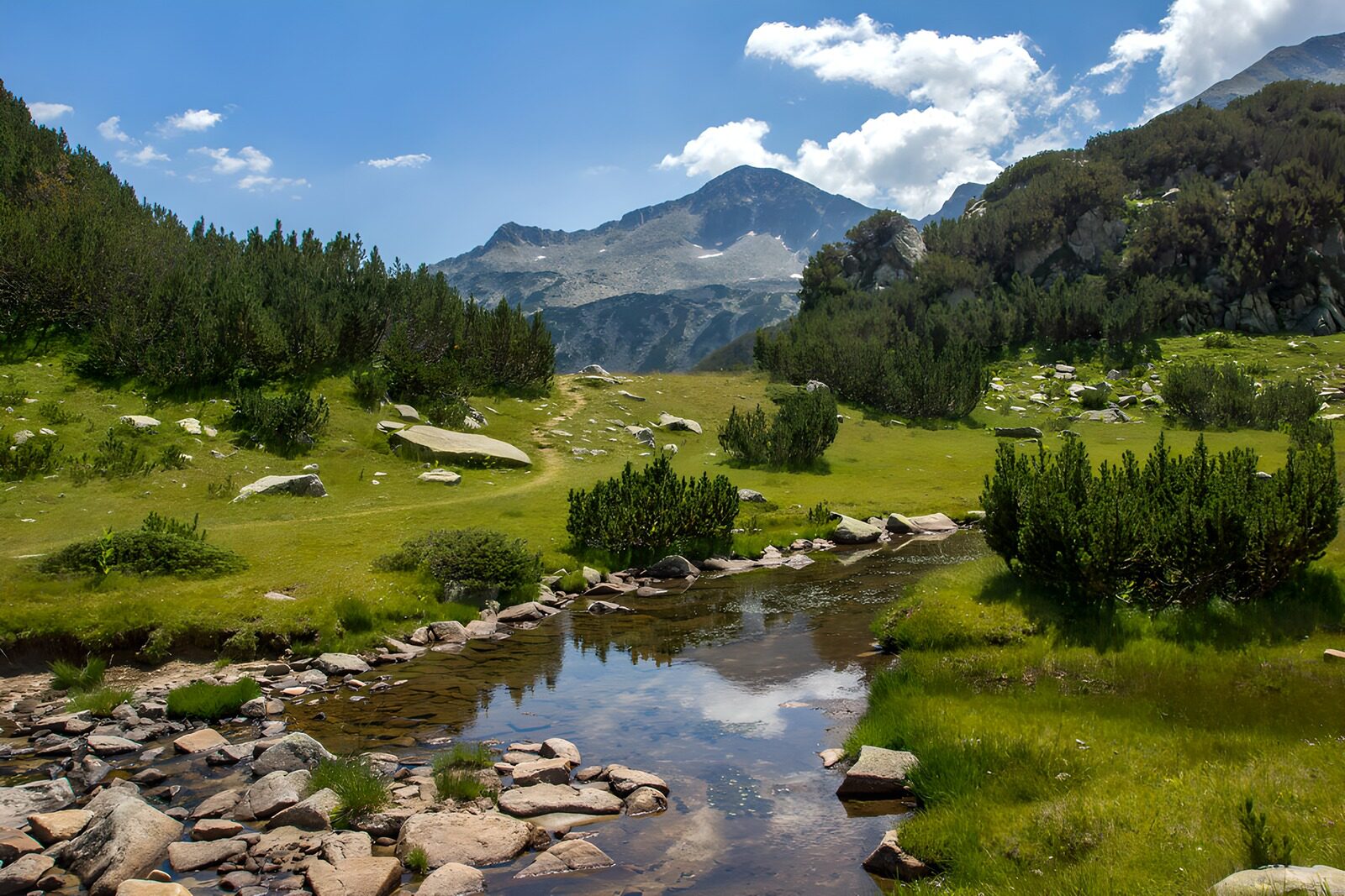 Prachtig berglandschap met stromend water