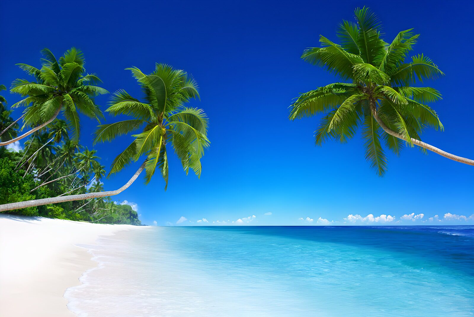 Tropisch strand met palmbomen
