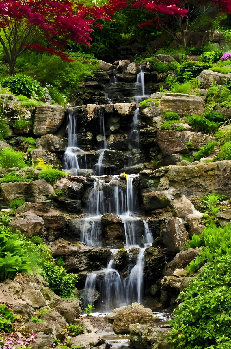 Prachtige waterval omringd door natuur