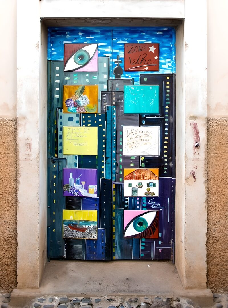 Kleurrijke deurkunst in Zona Velha