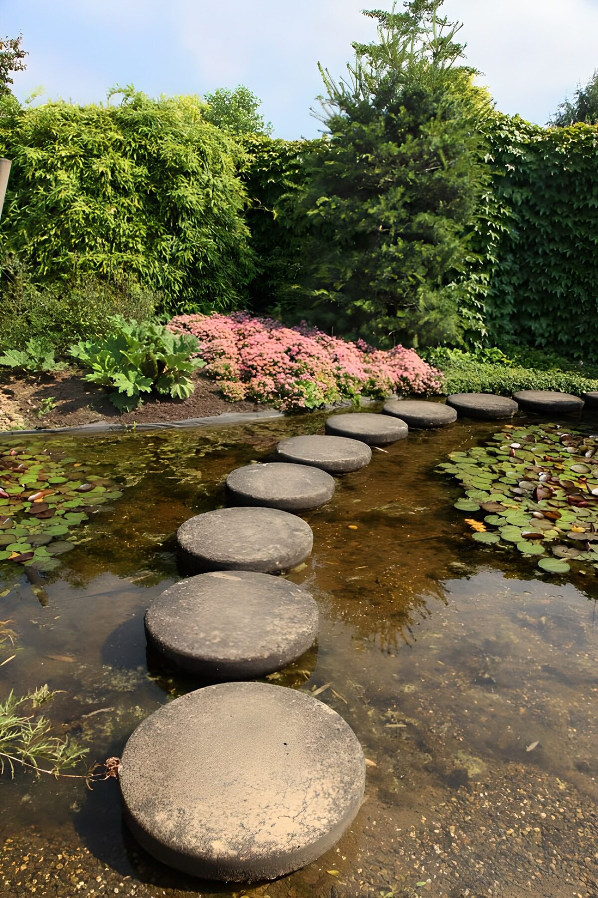 Rustgevende Tuin met Steenplanken