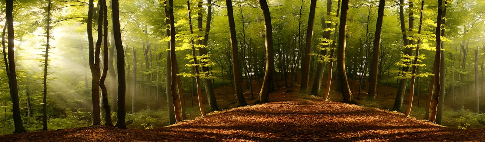 Betoverend bos met zonnestralen