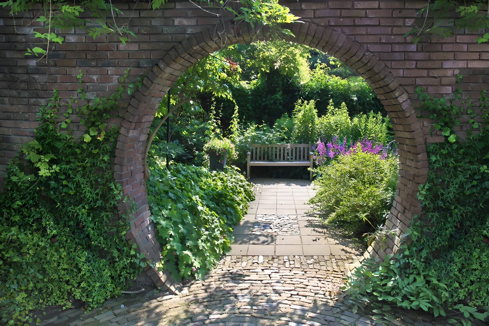 Rustige Tuin met Boog