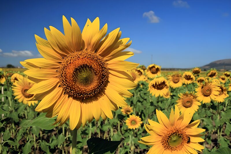 Zonnige Zonnebloemvelden