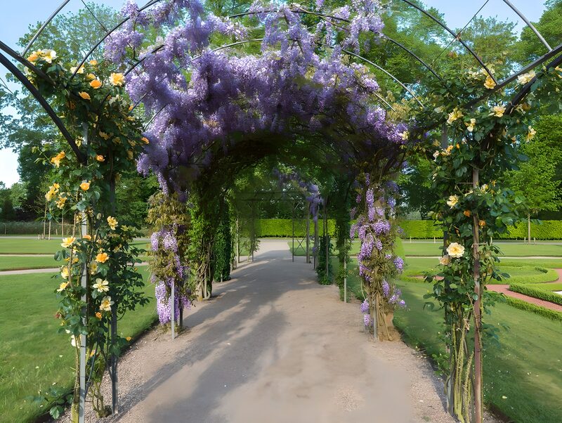 Prachtige Bloemengang in de Tuin